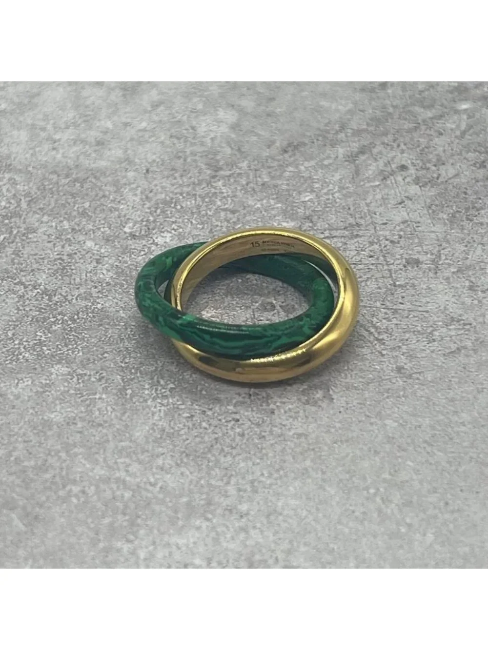 Bottega Veneta Interlocking Double Ring Malachite